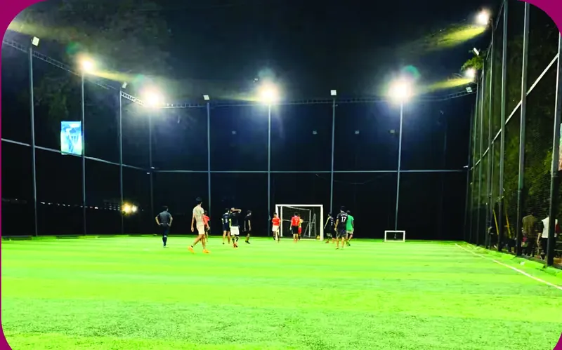 Floodlit football turf at Purayil Resort