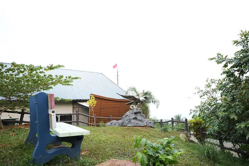 View point bench with the ship auditorium beyond